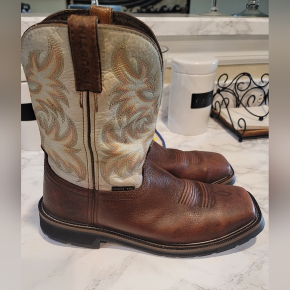 Justin Steel Toe Cowboy Boots 13D - Picture 2 of 6